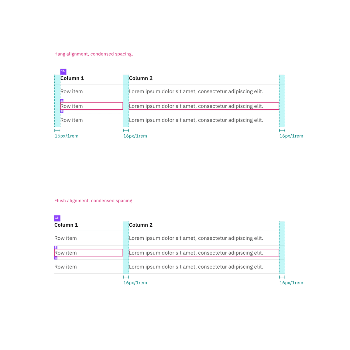 Spacing and measurements for structured list with selection Spacing and measurements for structured list with selection